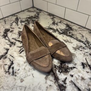 Birdies The Blackbird Oak Shimmer Suede Leather Flats Comfort Shoe Office